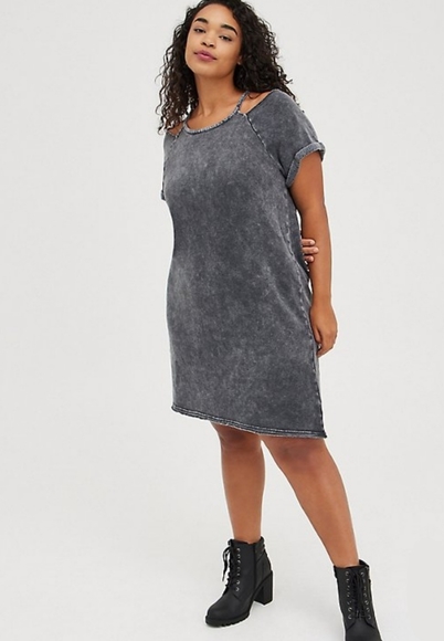 Torrid Fleece Cold Shoulder Dress - Picture 2 of 6